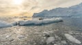 Leopard seal (Hydrurga leptonyx) on an ice floe in Antarctica\'s Cierva Cove Royalty Free Stock Photo