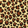 Leopard seamless pattern for fabric textile design, wild cat skin background, animal repeating texture vector Royalty Free Stock Photo