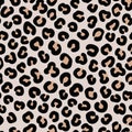 Leopard seamless pattern, hand drawn elegant fashion texture, background in beige and black colours