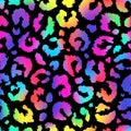 Leopard seamless pattern. Multicolored animal print. Multicolor skin leopard, cheetah or panther. Colorful background. Spot textur