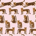 Leopard seamless pattern. Wild animal leopard print. Cartoon funny gepard Royalty Free Stock Photo