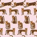 Leopard seamless pattern. Wild animal leopard print. Cartoon funny gepard. Royalty Free Stock Photo