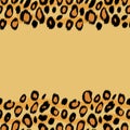 Leopard skin animal print border seamless pattern, vector