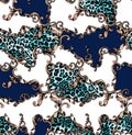 Leopard Skin and Baroque, Seamless Colored Pattern Patch for Textile Print. Royalty Free Stock Photo
