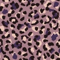 Leopard skin seamless pattern. Abstract animal fur wallpaper. Purple and warm pink colors texture repeat. Wild african cats Royalty Free Stock Photo