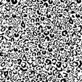 Leopard skin seamless pattern, animal texture, spotted monochrome tracery, animalistic ornament, vector background. Chaotic black Royalty Free Stock Photo