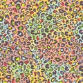 Leopard skin seamless pattern, animal texture, spotted tracery, animalistic ornament, vector background. Chaotic multicolor spot o Royalty Free Stock Photo