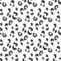 Leopard skin seamless pattern. Monochrome wild cat camouflage. Black and white color texture