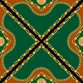 Leopard SSeamless Golden Chains Pattern, on Cokin Pattern with Golden and Silver Chains. Patch for Scarfs, Print, Fabric, Textile.