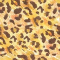 Leopard texture wax crayons seamless pattern on white isolated background. Texture and animal repeating pattern. Design for Royalty Free Stock Photo