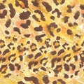 Leopard texture wax crayons seamless pattern on white isolated background. Texture and animal repeating pattern. Design for Royalty Free Stock Photo