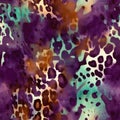 Leopard Watercolor Abstract Fusion. Watercolor abstraction of leopard spots blending with vibrant hues