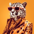 Leopard Wearing Sunglasses: Aggressive Digital Illustration Artwork