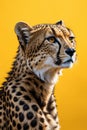 Leopard on yellow background, minimal professional photography, Wild life photography, Cheetah