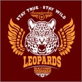 Leopards - custom motors club t-shirt vector logo on dark background. Premium quality bikers band logotype t-shirt