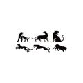 Leopards,Puma, panther, and tiger action silhouette. good use for symbol, logo, web icon, mascot, sign, sticker