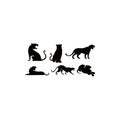 Leopards,Puma, panther, and tiger action silhouette. good use for symbol, logo, web icon, mascot, sign, sticker
