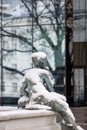 Leopold Fountain, sculpture covered with snow, Innsbruck, Austria