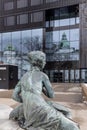 Leopold Fountain, sculpture covered with snow, Innsbruck, Austria