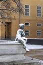 Leopold Fountain, sculpture covered with snow, Innsbruck, Austria