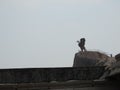 Closeup of beautiful attraction huge statue open wing Eagle or Jatayu Park at Lepakshi above the rock