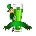 Leprechaun with a barrel and a mug of beer