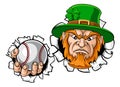 Leprechaun Baseball Mascot Ripping Background