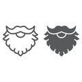 Leprechaun beard line and glyph icon, st patrick s day and holiday, santa beard sign, vector graphics, a linear pattern