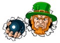 Leprechaun Bowling Mascot Ripping Background