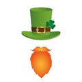 Leprechaun character face red beard and hat
