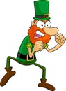 Angry Leprechaun Cartoon Character Ready to Fight