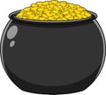 Cartoon St. Patrick Day Pot Full Of Gold Coins