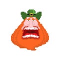 Leprechaun face pixel art. 8bit. Holiday of Ireland. St.Patrick`s Day. Traditional Irish holiday