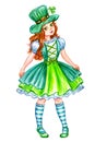 Leprechaun girl illustration for St. Patrick`s Day Royalty Free Stock Photo