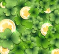 Leprechaun gold coins and clover