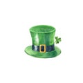 Leprechaun green hat with shamrock isolated on white background