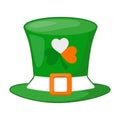 Leprechaun green top hat with clover for St. Patrick s Day. Gnome green top hat with clover for St. Patricks Day