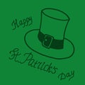 Leprechaun hat and lettering Happy St. Patricks Day icon, template card, poster, sticker. sketch hand drawn doodle style. Royalty Free Stock Photo