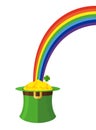 Leprechaun hat and rainbow. St. Patricks Day in Ireland. Green c