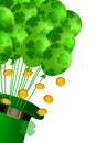 Leprechaun Hat with Shamrock Balloons Gold Coins