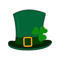 Leprechaun hat and shamrock under buckle ribbon. Isolated design element for many different uses