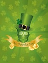 Leprechaun Hat Skull Head with Banner