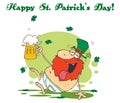 Leprechaun in his underwear, holding up a beer Royalty Free Stock Photo