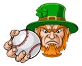 Leprechaun Holding Baseball Ball Sports Mascot