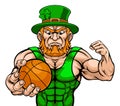 Leprechaun Holding Basketball Ball Sports Mascot