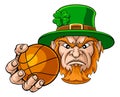 Leprechaun Holding Basketball Ball Sports Mascot