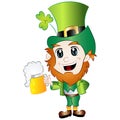 Leprechaun holding Beer Illustration