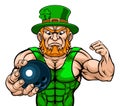 Leprechaun Holding Bowling Ball Sports Mascot