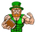 Leprechaun Holding Football Ball Sports Mascot