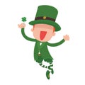 Leprechaun Holding a Four-Leaf Clover for St. Patrick's Day.